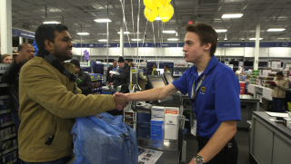 Customer shake hands