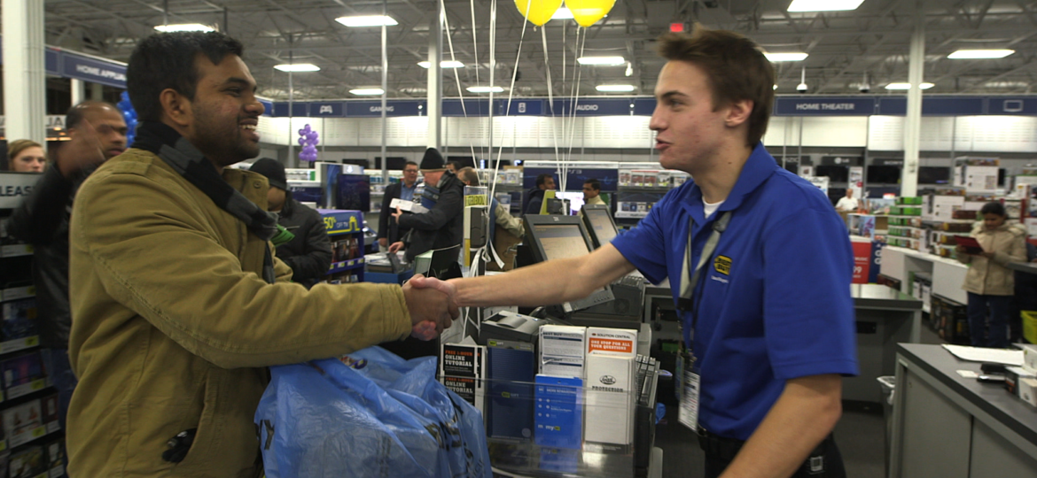 Customer shake hands