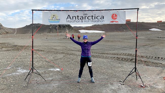 Marathon finish in Antarctica