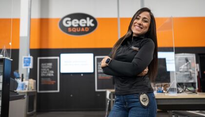 She leads a team of 35 Geek Squad Agents who serve thousands of customers each month.