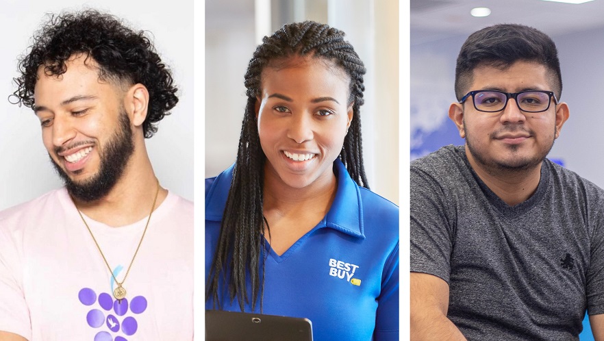 Adam Pettway, Nadvia Davis and Saul Zelaya are mentors at Best Buy Teen Tech Center locations.
