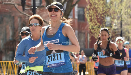 Andie completed the 2021 marathon in Beantown in memory of Francesca “Beans” Kaczynski, her friend’s infant daughter due to a rare form of brain cancer.