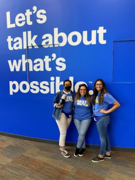 Left to right: Evelline Samson, Amanda Muzechenko and Lindsay Harris from Best Buy’s emerging talent team, which manages the intern program. Evelline is an intern this summer.