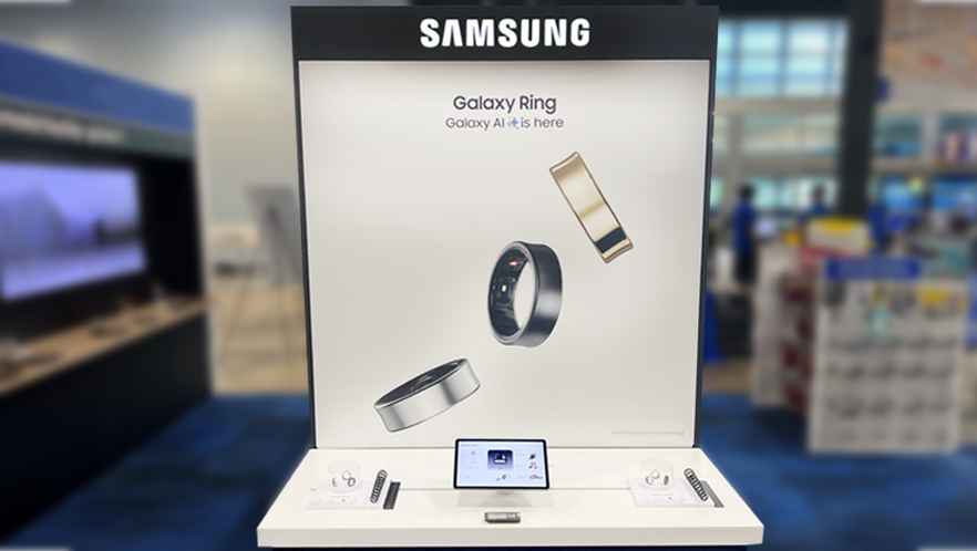 A photo of the Samsung Galaxy Ring display in a Best Buy store